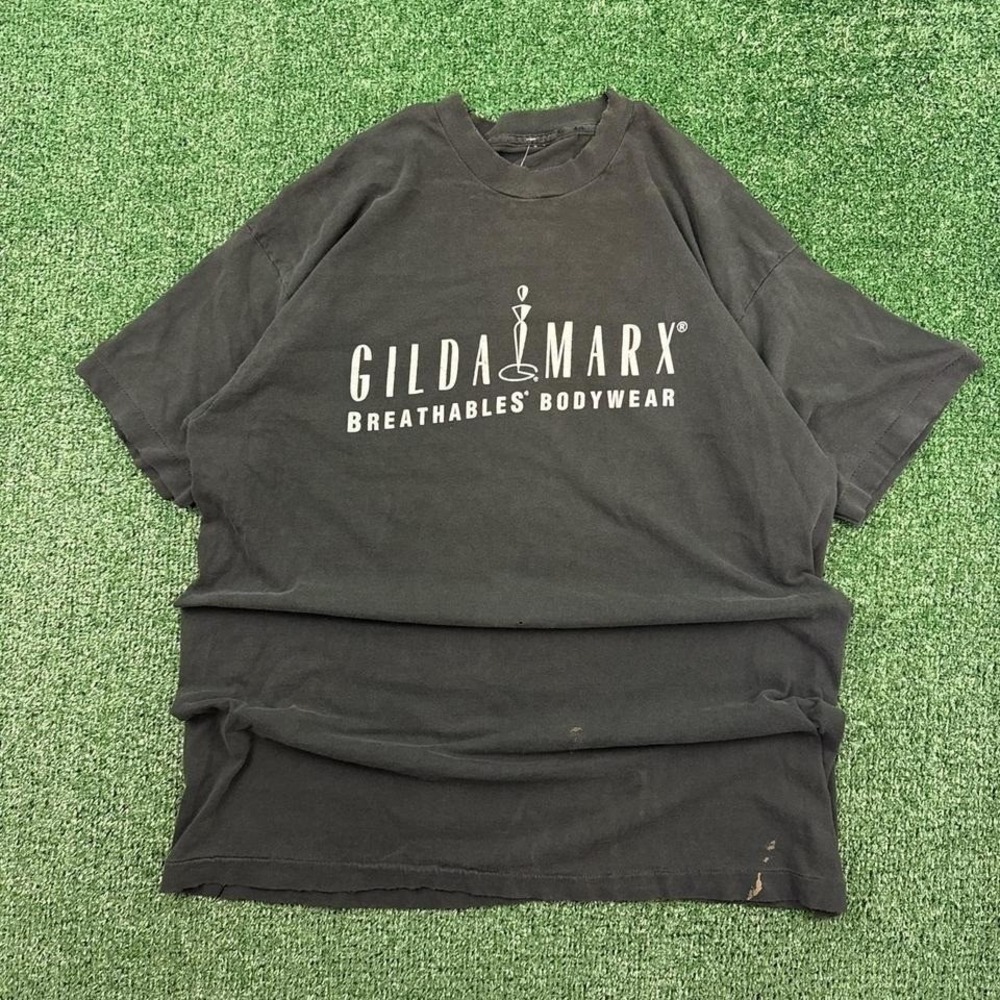 1990s Gilda's Bodywear black tee vintage graphic single stitch Tshirt